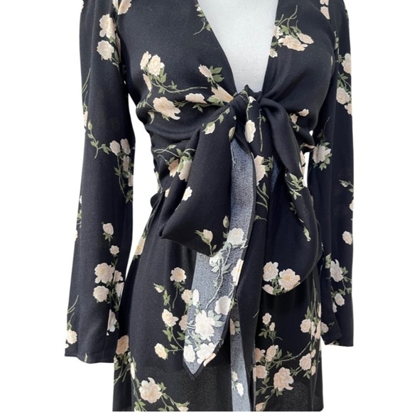 Reformation Floral Wrap Zircon Mini Dress Size 0 Contessa Tie Front Cocktail NWT - Picture 9 of 13
